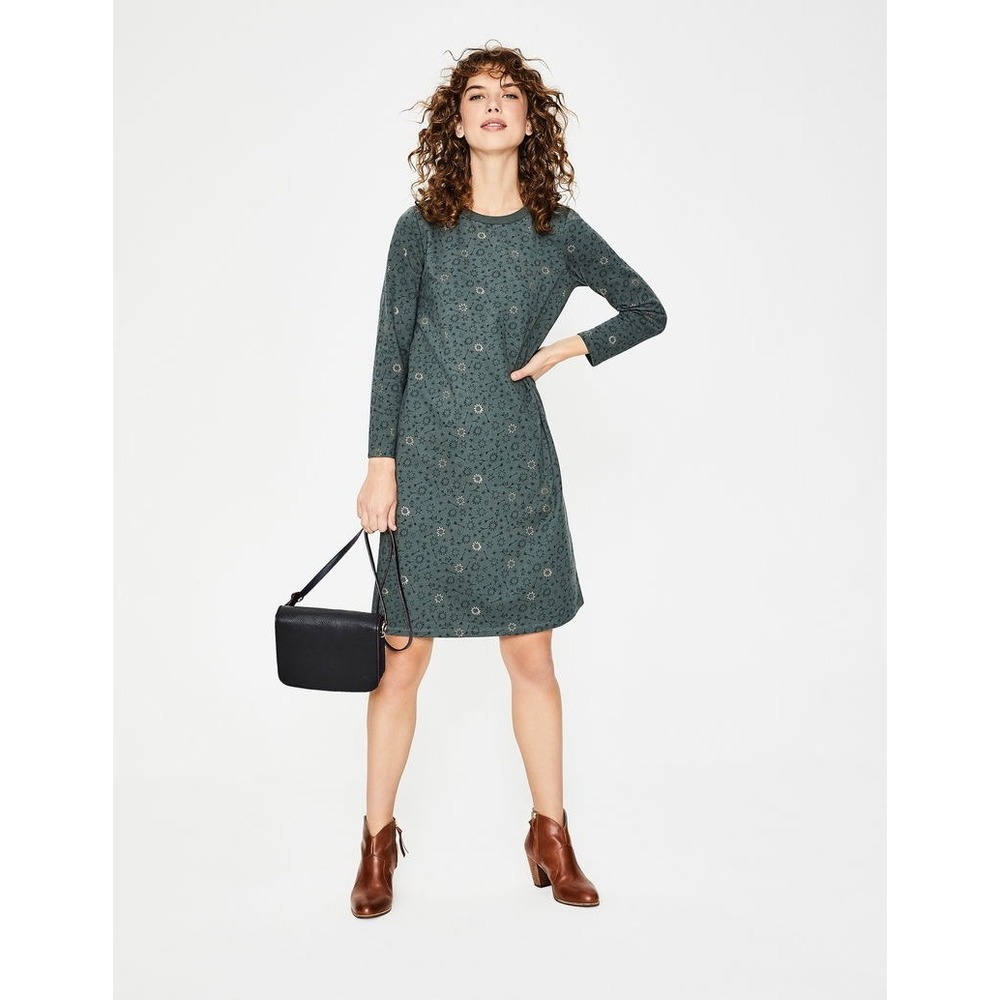 Boden Green‎ Star Arrow Sweatshirt Dress US 16 Whimsical Celestial Cozy Layering